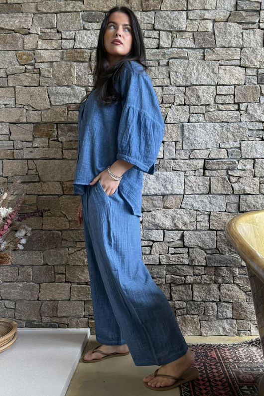 Loom & Thread Pin Tuck Pant Washed Denim /41=